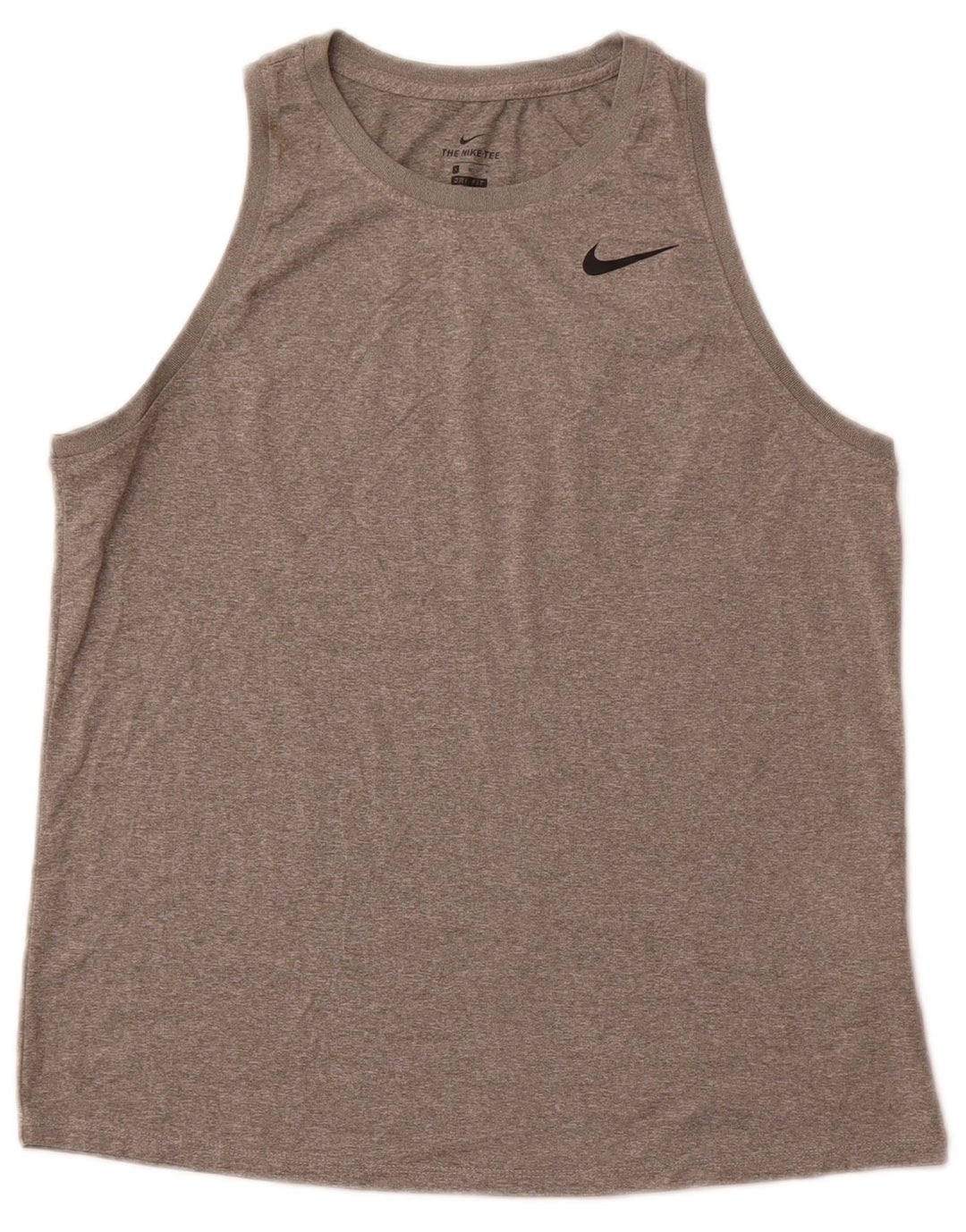 NIKE Womens Dri Fit Vest Top UK 12 Mittelgrau meliertes Polyester