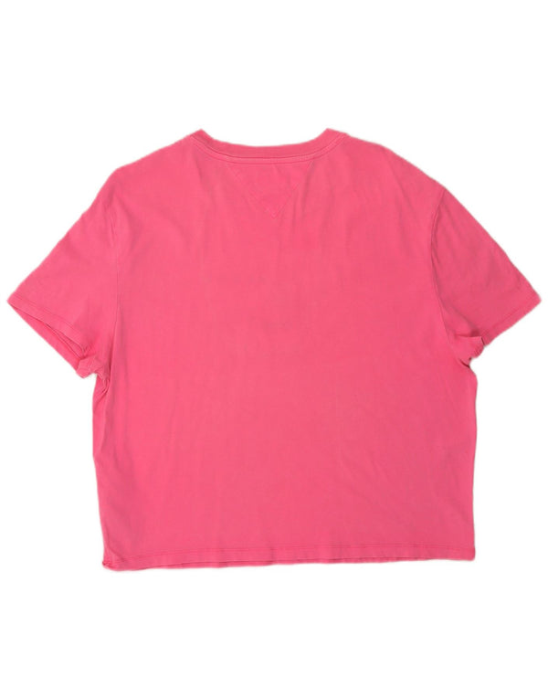 Tommy Hilfiger Damen Grafik-T-Shirt-Oberteil UK 16 Large Rosa Baumwolle