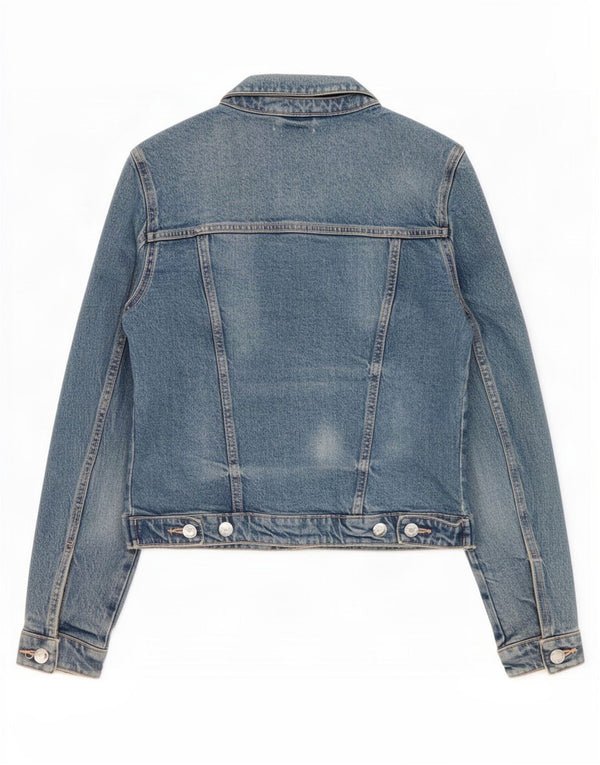 Zara Damen Crop Denim Jacke UK 10 Small Blaue Baumwolle