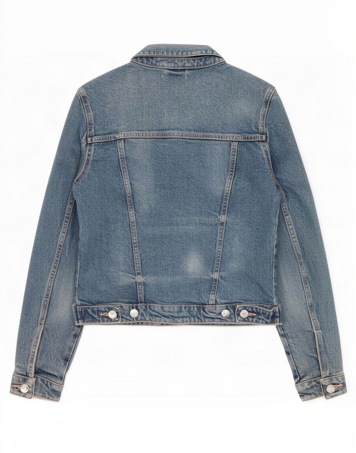 Zara Damen Crop Denim Jacke UK 10 Small Blaue Baumwolle