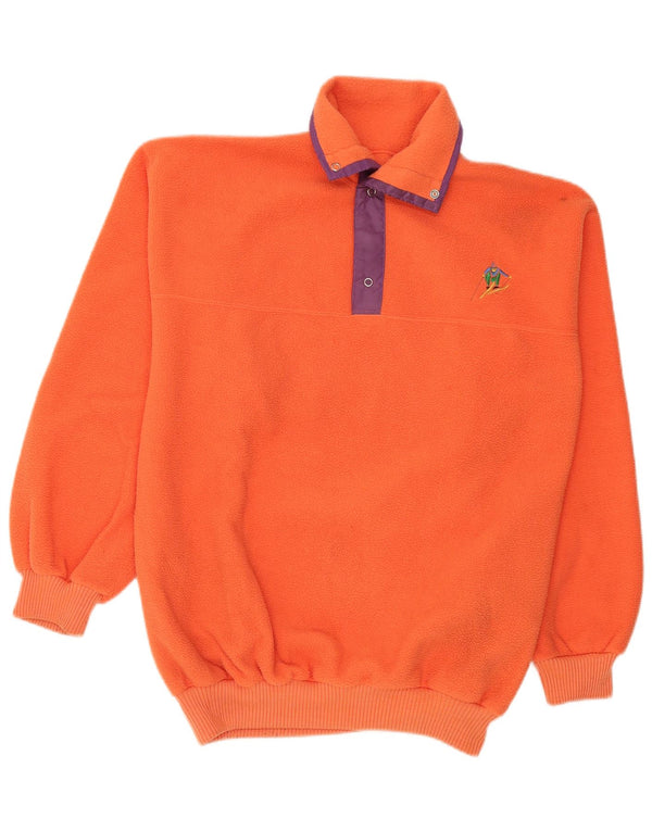 Vintage Herren Polo-Hals-Fleecepullover Medium Orange Sports