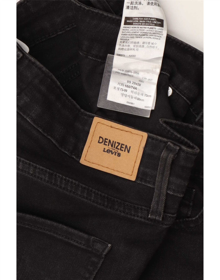 Levi's Damen Denizen Mid Rise Slim Jeans W29 L28 Schwarze Baumwolle