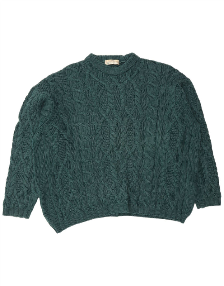 Marks & Spencer Herren-Pullover mit Rundhalsausschnitt, XL, grüne Schurwolle
