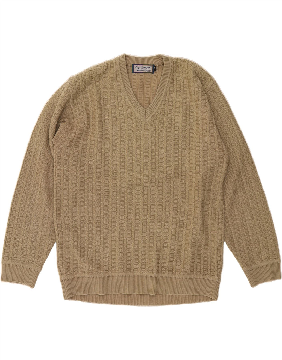 VINTAGE Mens V-Neck Jumper Sweater UK 40 Medium Brown Vintage Vintage and Second-Hand Vintage from Messina Hembry 