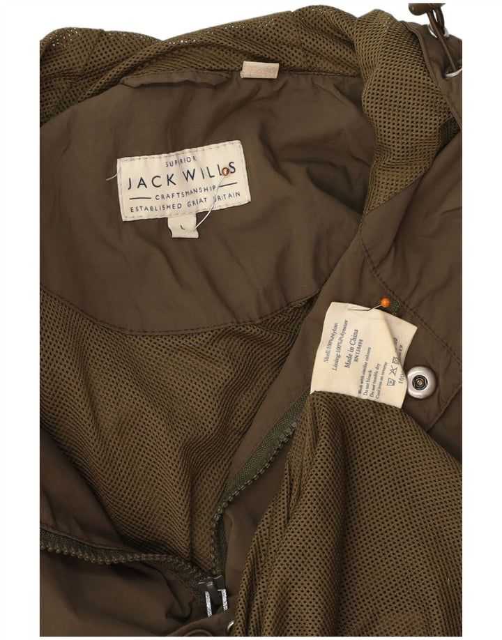 JACK WILLS Herren-Regenjacke mit Kapuze, UK 40, Größe L, Khaki, Nylon