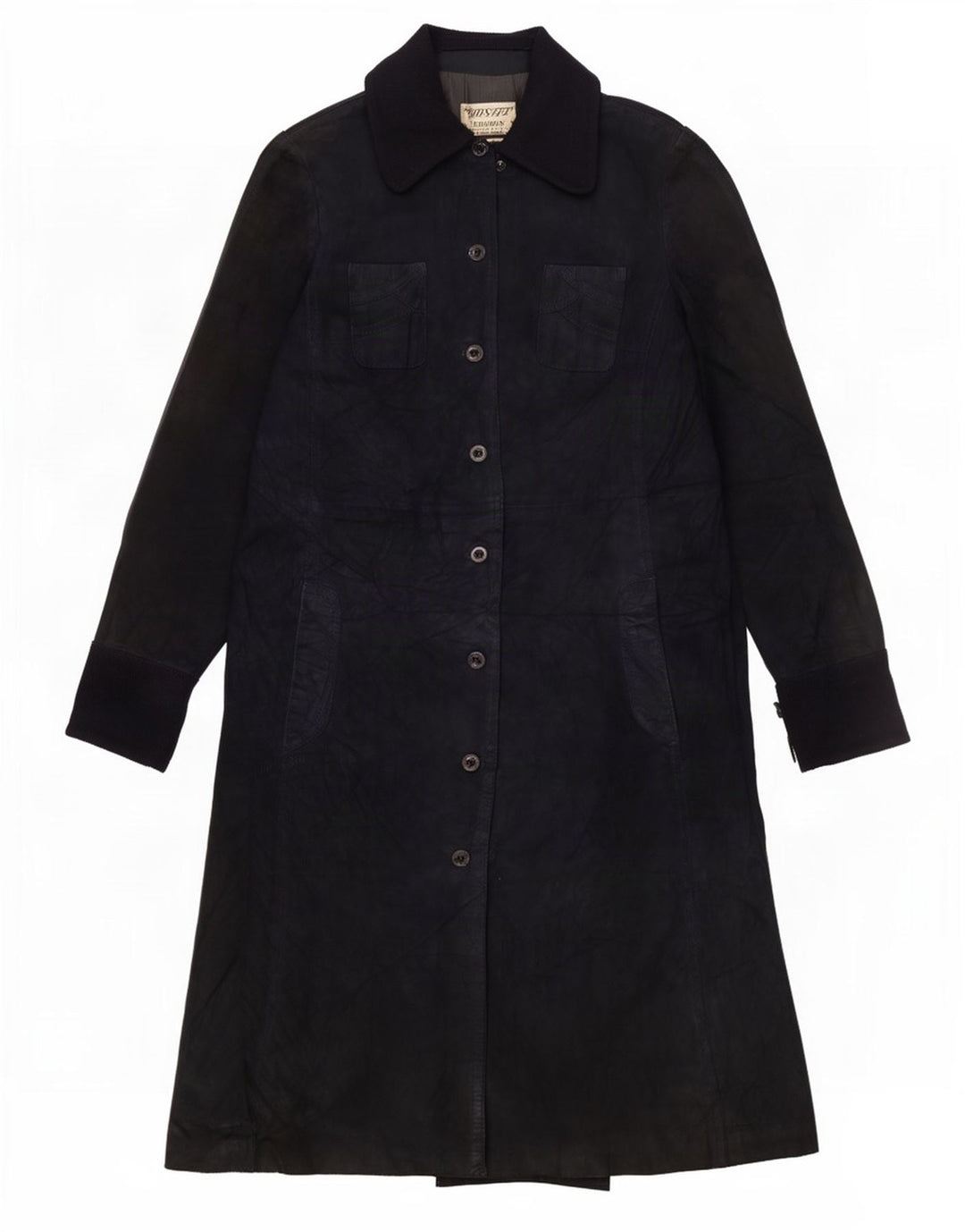 Vintage Damen Wildledermantel UK 10 Small Marineblau