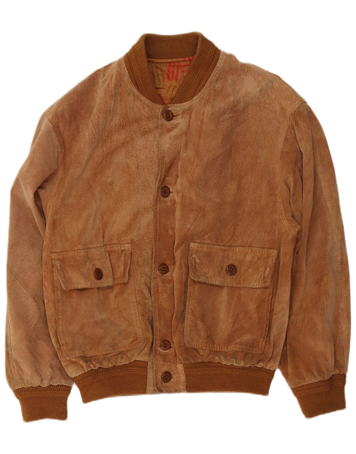 Vintage Herren Wildleder Bomberjacke UK 40 Großes braunes Leder