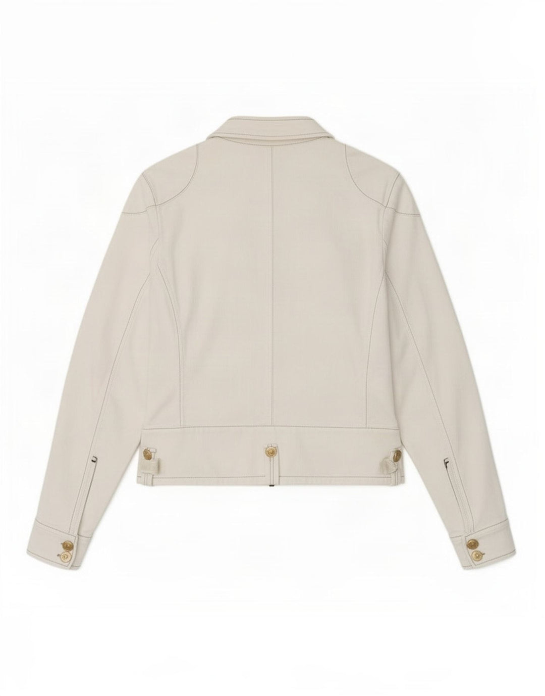 Escada Damen Jeans-Bikerjacke, EU 38, mittelweiße Baumwolle