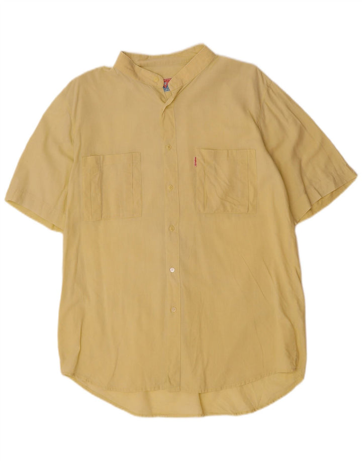 WAMPUM Mens Short Sleeve Shirt Large Yellow