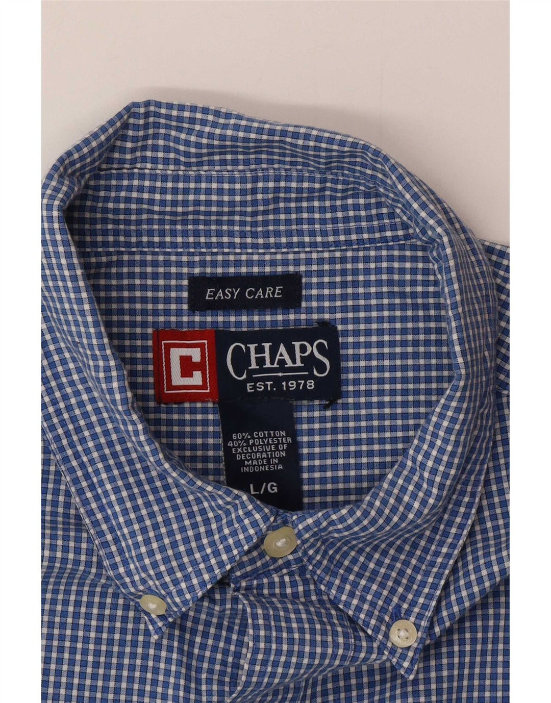 Chaps Herren-Kurzarmhemd, groß, blau kariert, Baumwolle