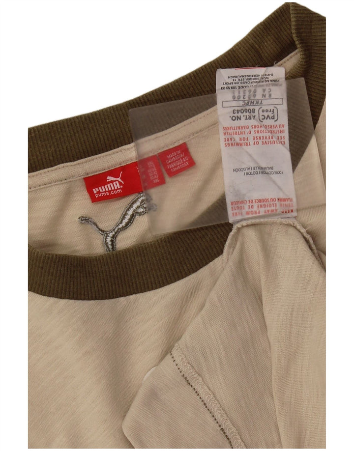 Puma Herren Grafik T-Shirt Top 2XL Beige Baumwolle