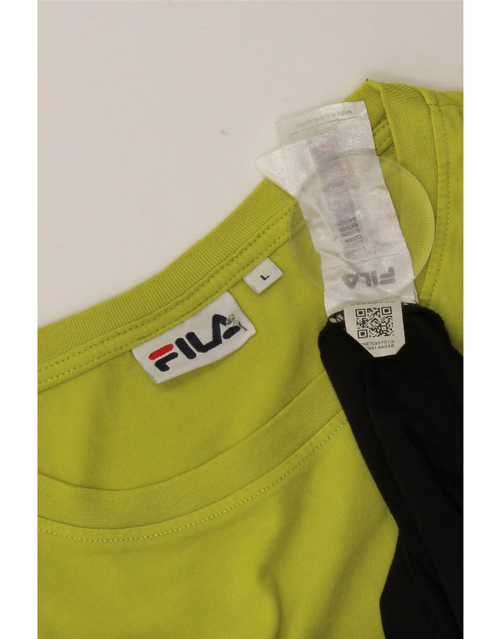 Fila Herren T-Shirt Top Large Gelb Colourblock Baumwolle