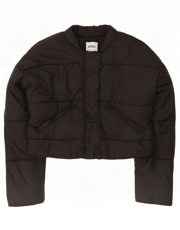 Zara Damen Crop Übergroße wattierte Jacke UK 6 XS Schwarz