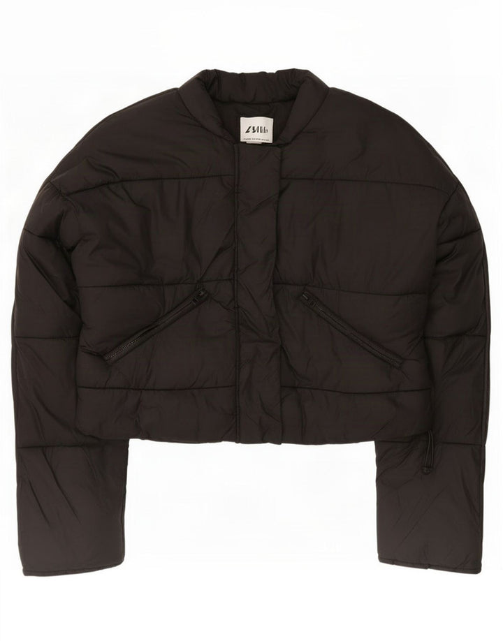 Zara Damen Crop Übergroße wattierte Jacke UK 6 XS Schwarz