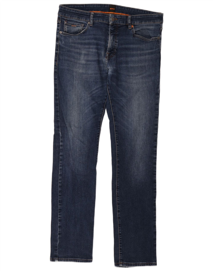 Hugo Boss Herren Slim Jeans W34 L34 Marineblaue Baumwolle