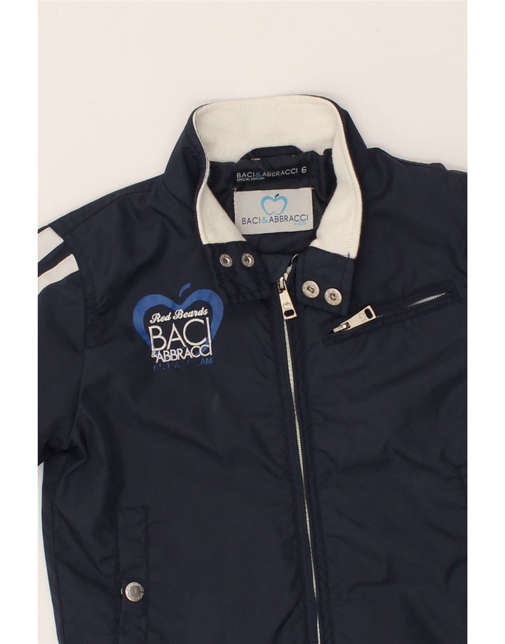 BACI & ABBRACCI Boys Graphic Bomber Jacket 5-6 Years Navy Blue Nylon Vintage BACI & ABBRACCI and Second-Hand BACI & ABBRACCI from Messina Hembry 