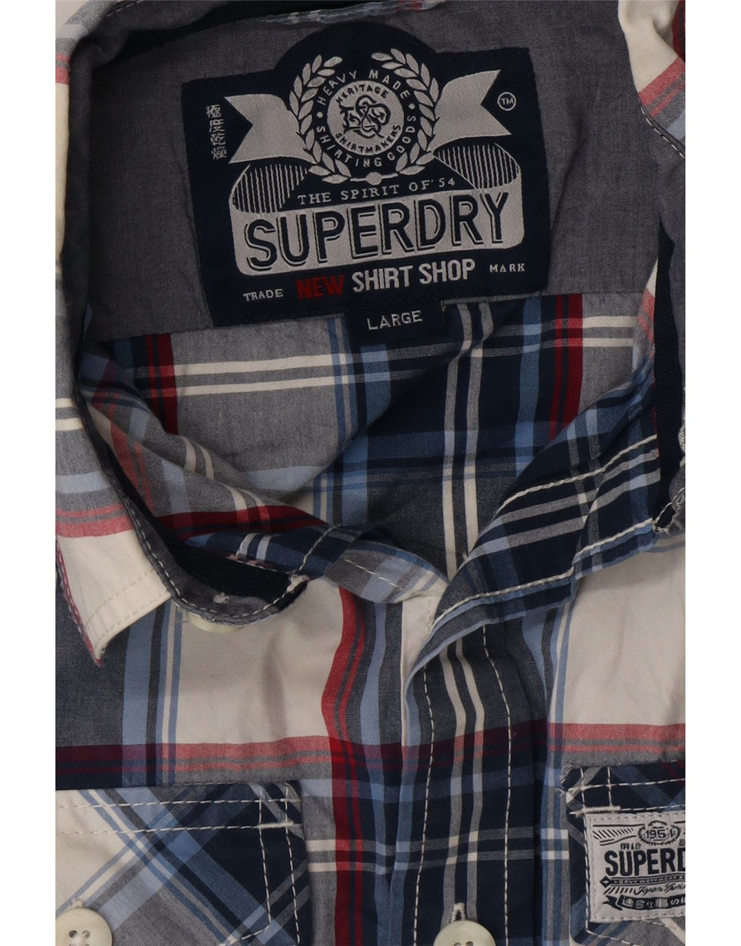 SUPERDRY Herrenhemd, groß, marineblau kariert