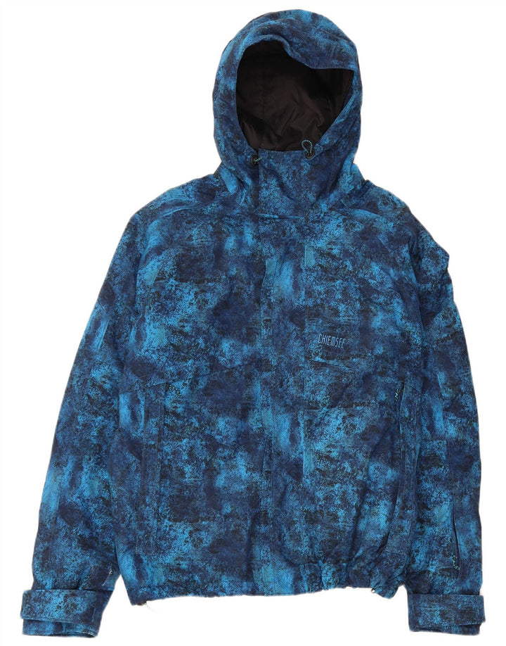 CHIEMSEE Herren-Windbreakerjacke mit Kapuze, UK 38, Mittelblau, Batikfärbung