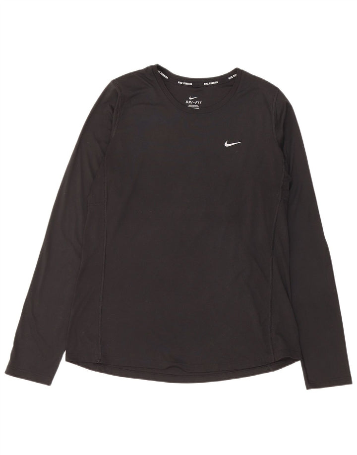 Nike Damen Dri Fit Top Langarm UK 14 Large Schwarz