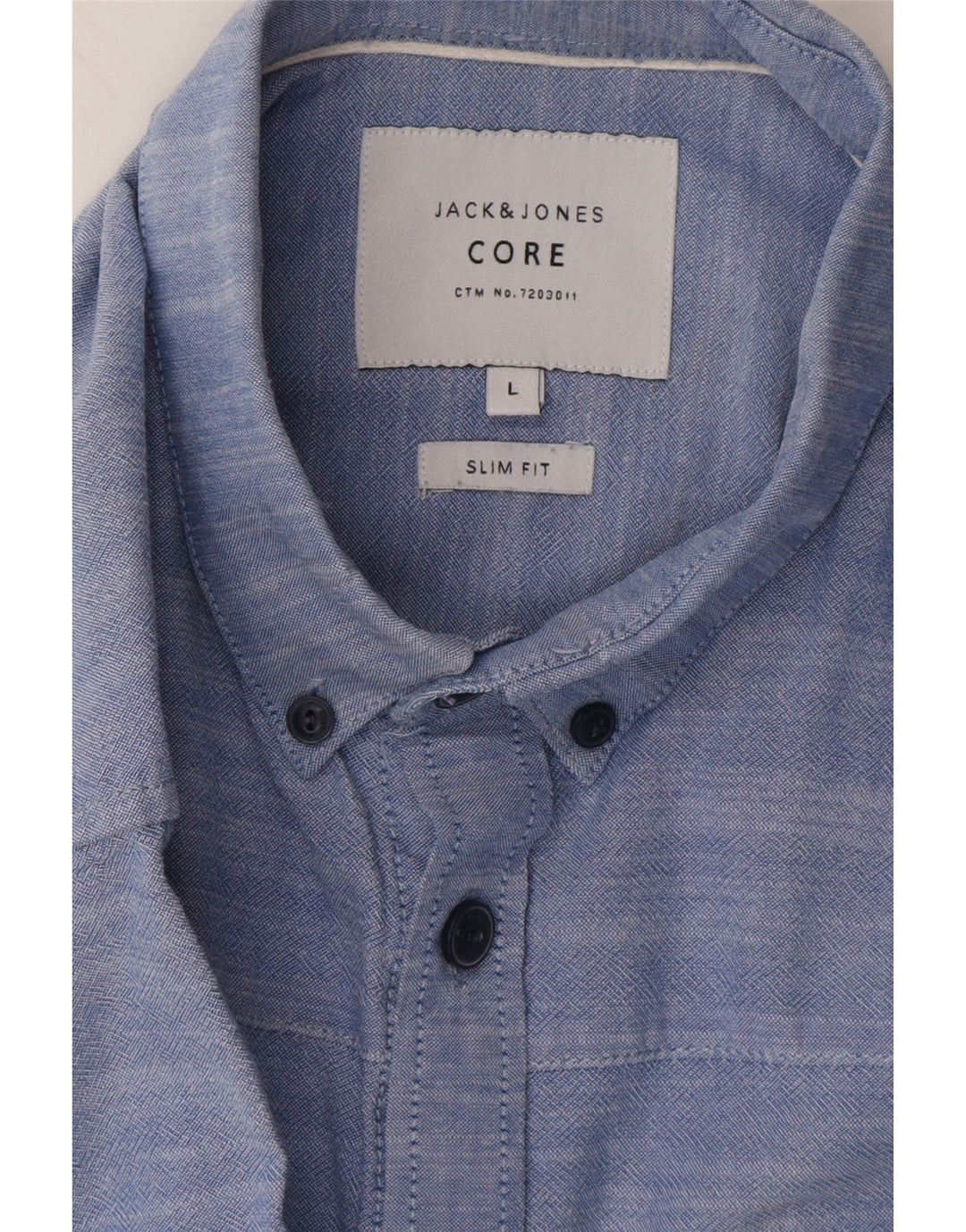 JACK & JONES Mens Core Slim Fit Short Sleeve Shirt Large Blue Flecked Vintage Jack & Jones and Second-Hand Jack & Jones from Messina Hembry 