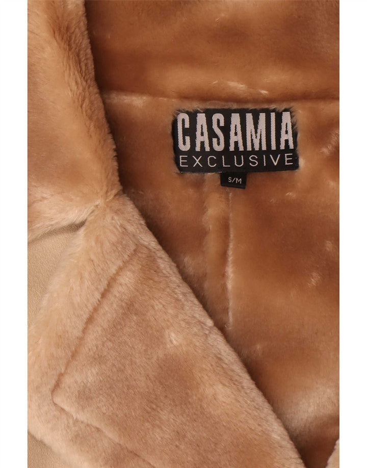 Casamia Damen Übergroßer Sherpa-Mantel UK 10 Small Beige Polyester