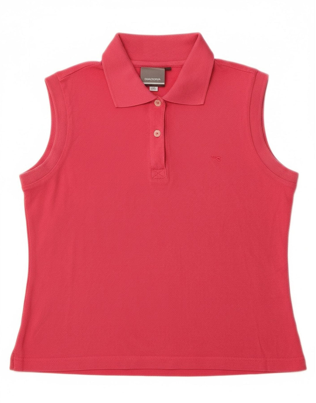 Diadora Damen Crop Ärmelloses Poloshirt IT 42 Mittelrosa Baumwolle