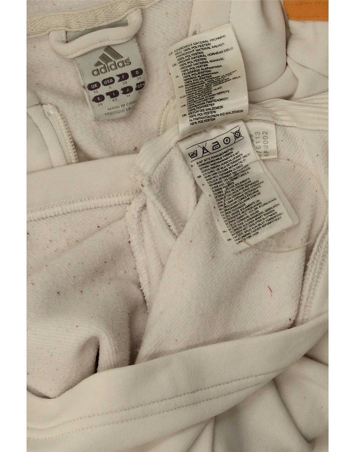 Adidas Damen Kapuzenpullover UK 10 Small Weiß Polyester