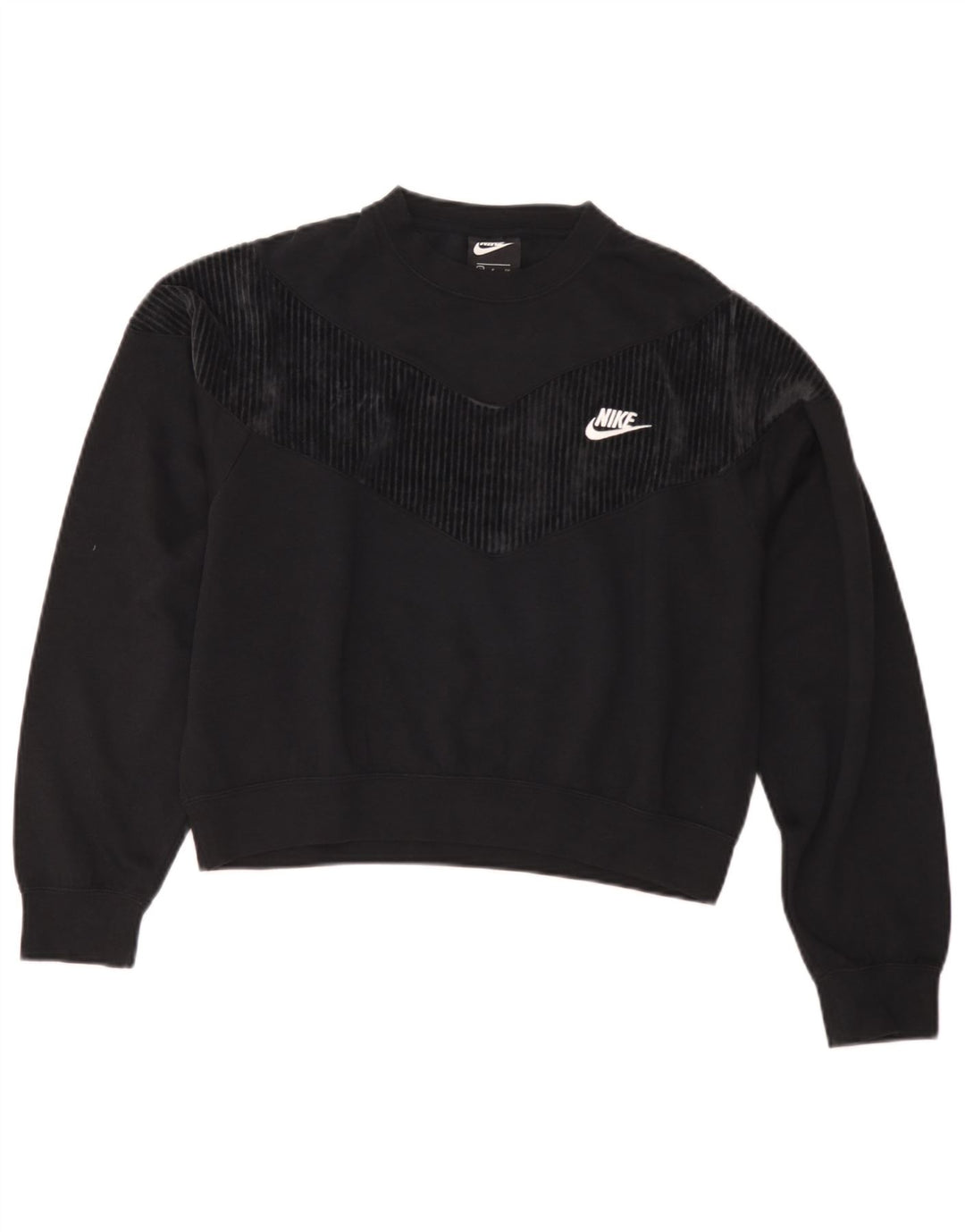 Nike Damen Crop Oversized Sweatshirt Pullover UK 10 Small Schwarz Baumwolle