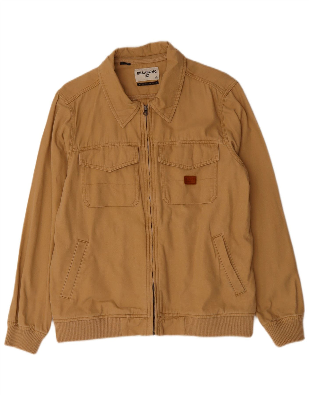 BILLABONG Mens Bomber Jacket UK 36 Small Beige Cotton
