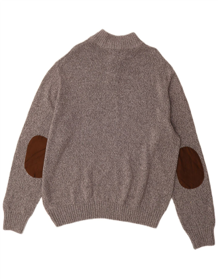 Chaps Herren-Pullover mit großem Knopfkragen, 2XL, grau meliert, Baumwolle