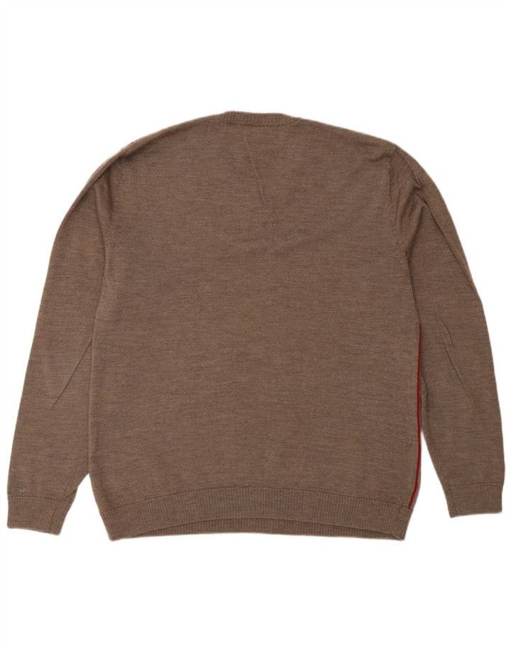 Gap Herren-Pullover mit V-Ausschnitt, groß, grau gestreift, Merinowolle