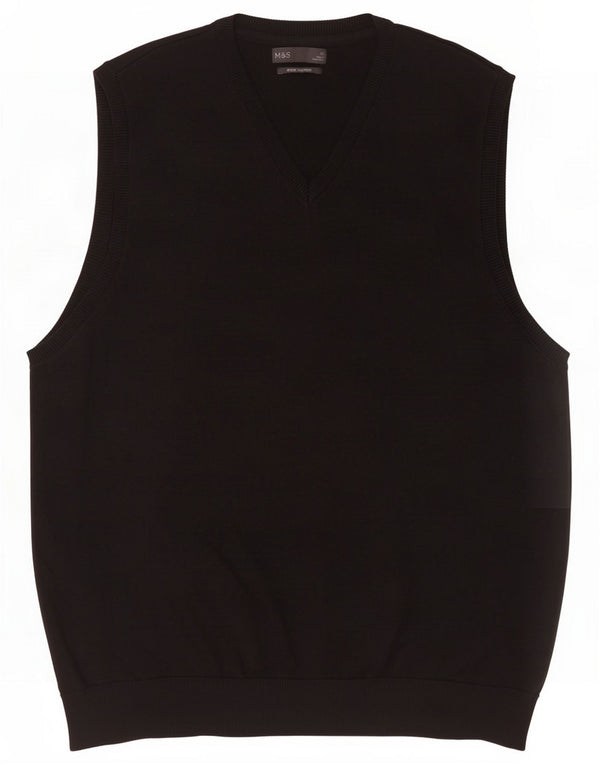 Marks & Spencer Herren Weste Tank Top XL Schwarz Baumwolle