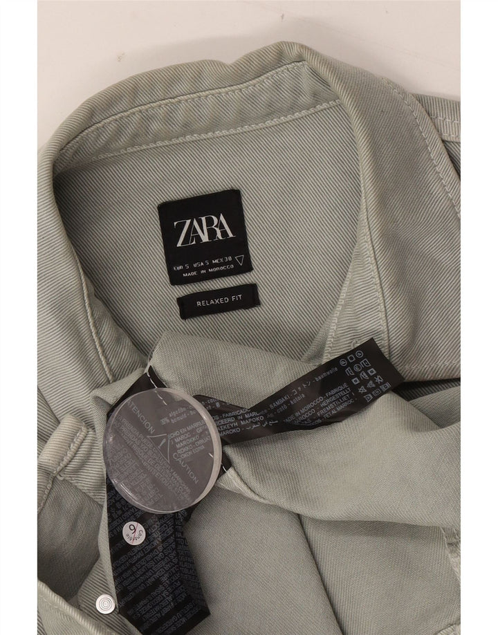 ZARA Herren-Jeanshemd mit entspannter Passform, kleine Khaki-Baumwolle