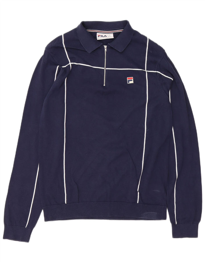 Fila Herren-Polo-Pullover aus Baumwolle in mittlerer Marineblau-Optik