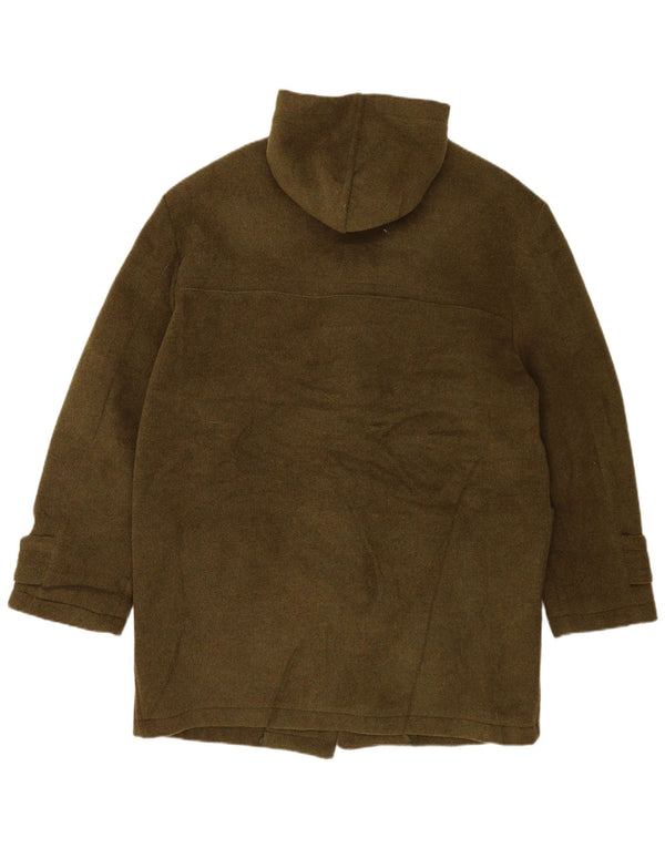 Damen-Dufflecoat mit Kapuze und Reißverschluss, UK 16, Größe L, grüne Wolle