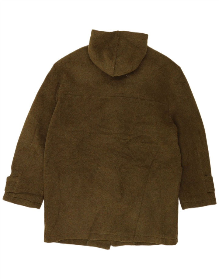 Damen-Dufflecoat mit Kapuze und Reißverschluss, UK 16, Größe L, grüne Wolle