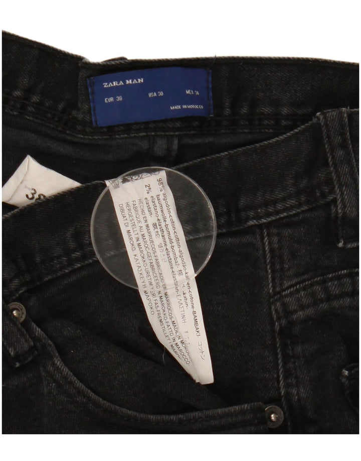 Zara Herren Slim Jeans EU 38 Small W30 L31 Schwarze Baumwolle