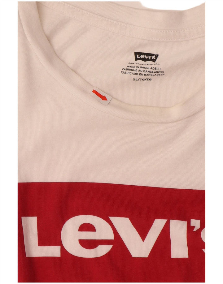 LEVI'S Herren Grafik-T-Shirt-Oberteil XL aus weißer Baumwolle