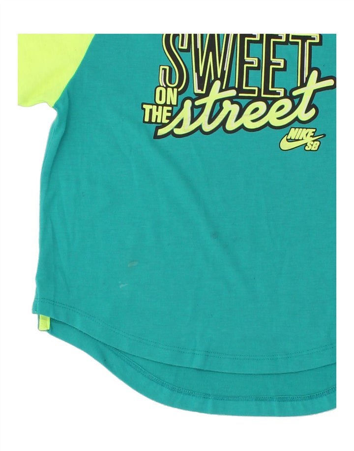 NIKE Boys Graphic T-Shirt Top 10-11 Years Medium  Green Colourblock Vintage Nike and Second-Hand Nike from Messina Hembry 