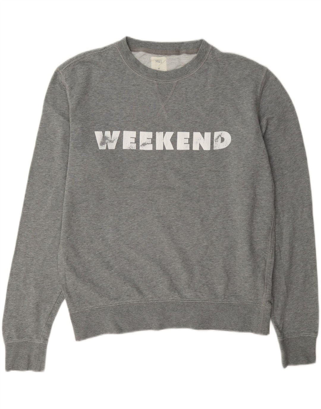 Marks & Spencer Damen Weekend Graphic Sweatshirt Pullover UK 14 Mittelgrau