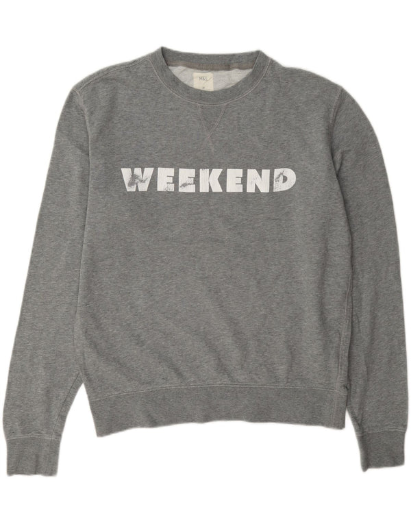 Marks & Spencer Damen Weekend Graphic Sweatshirt Pullover UK 14 Mittelgrau