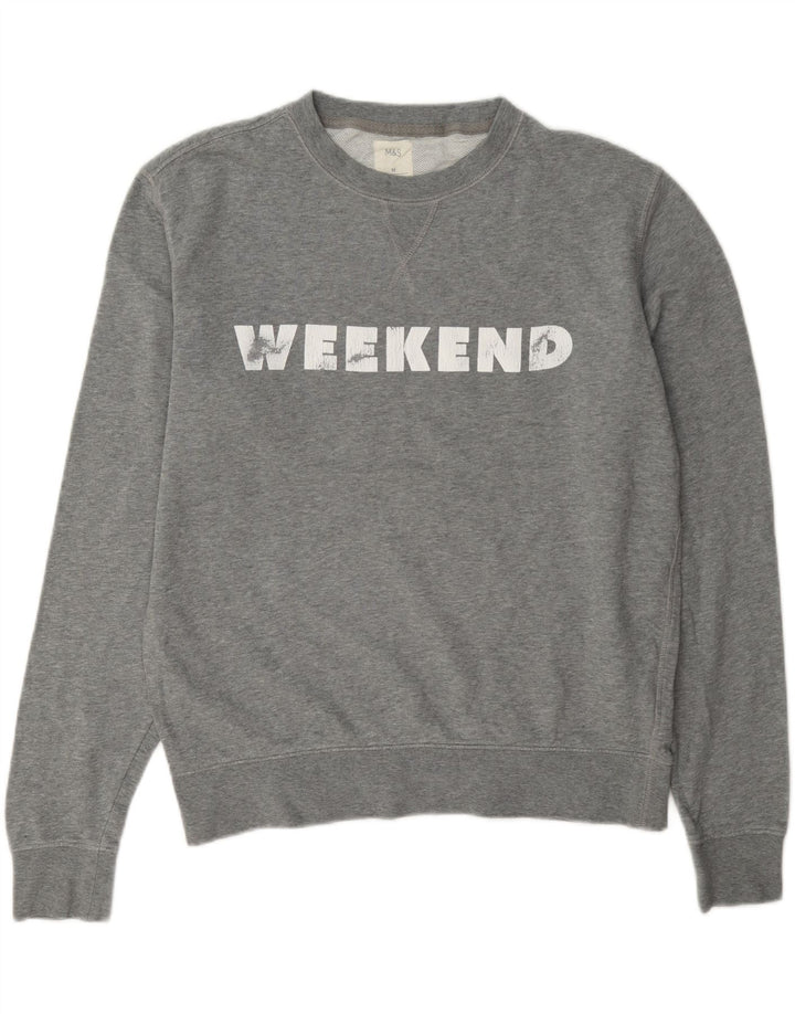 Marks & Spencer Damen Weekend Graphic Sweatshirt Pullover UK 14 Mittelgrau
