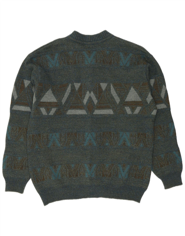 DRALON Herren-Strickjacke, mittelgroß, mehrfarbig, geometrisch, Polyacryl