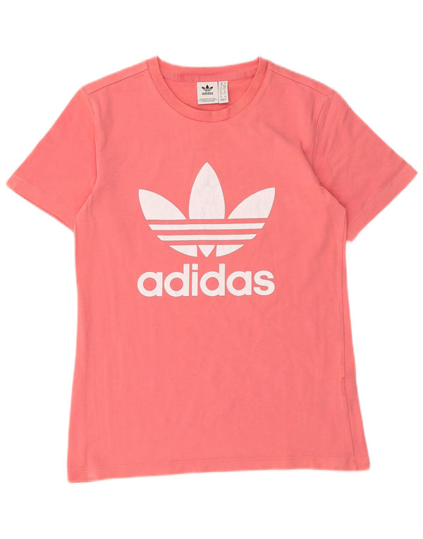 Adidas Damen Grafik T-Shirt Top UK 10 Small Rosa Baumwolle