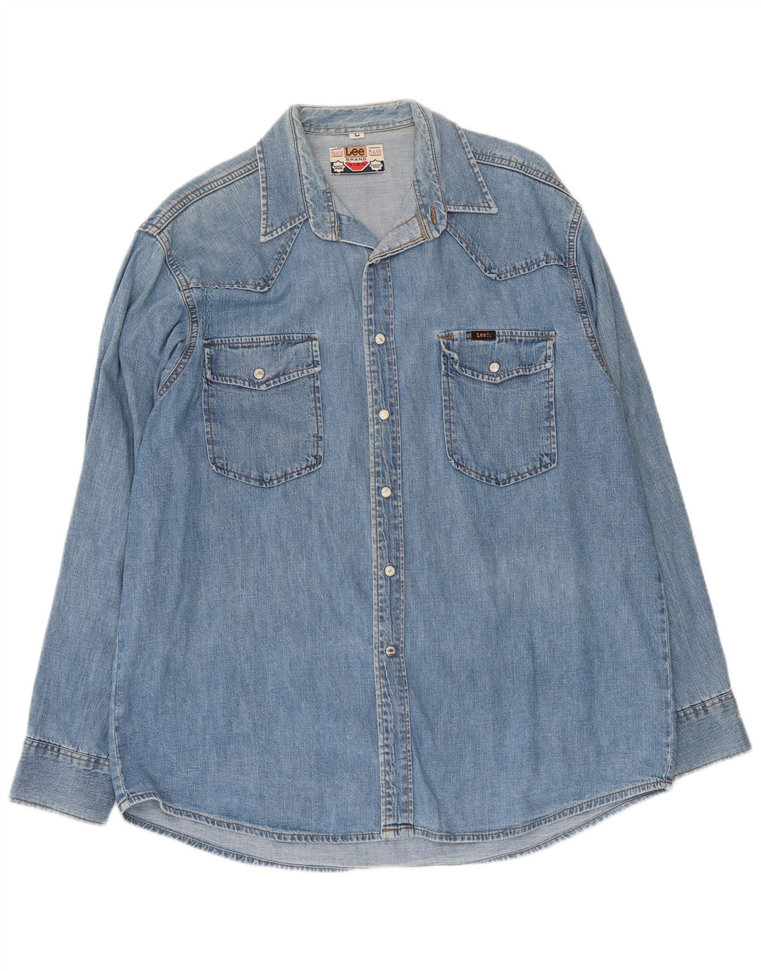 Lee Herren-Jeanshemd, groß, aus blauer Baumwolle