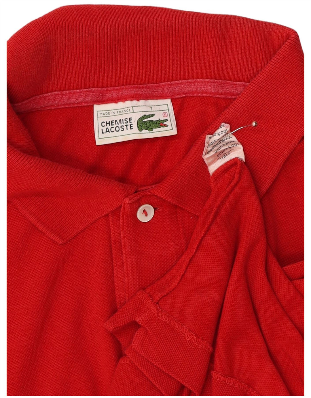 LACOSTE Herren Poloshirt Größe 7 2XL Rote Baumwolle