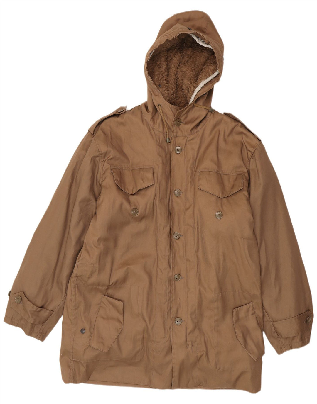 Country Herren-Sherpa-Parka mit Kapuze, UK 38, mittelbeigefarbenes Polyester