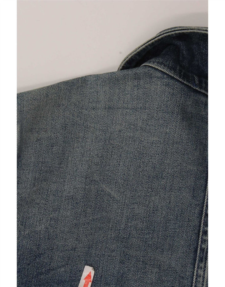Vintage Damen Crop Jeansjacke IT 40 Kleine blaue Baumwolle