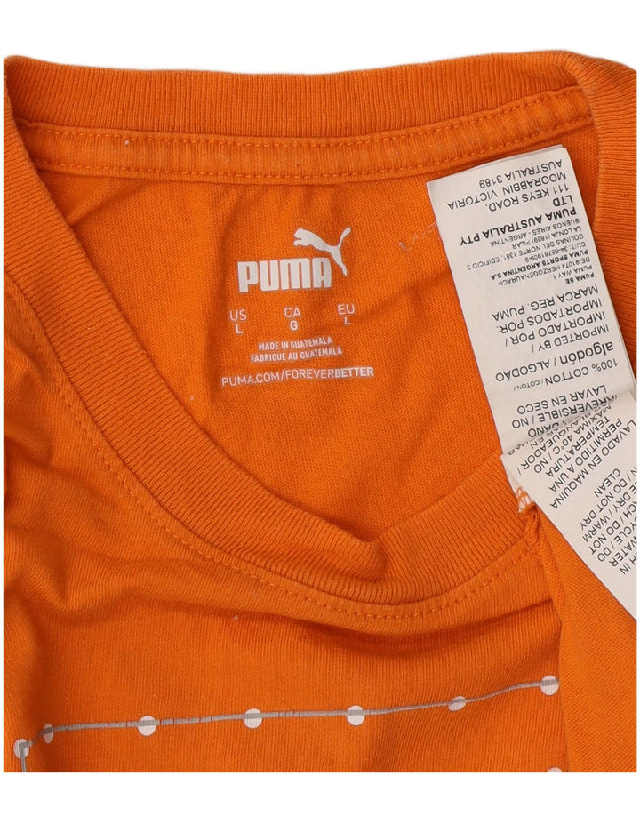 PUMA Mens Graphic T-Shirt Top Large Orange Cotton