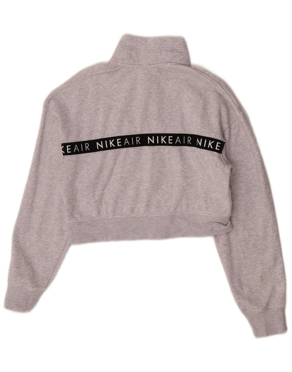 Nike Womens Crop Graphic Sweatshirt Pullover UK 10 Small Grau meliert
